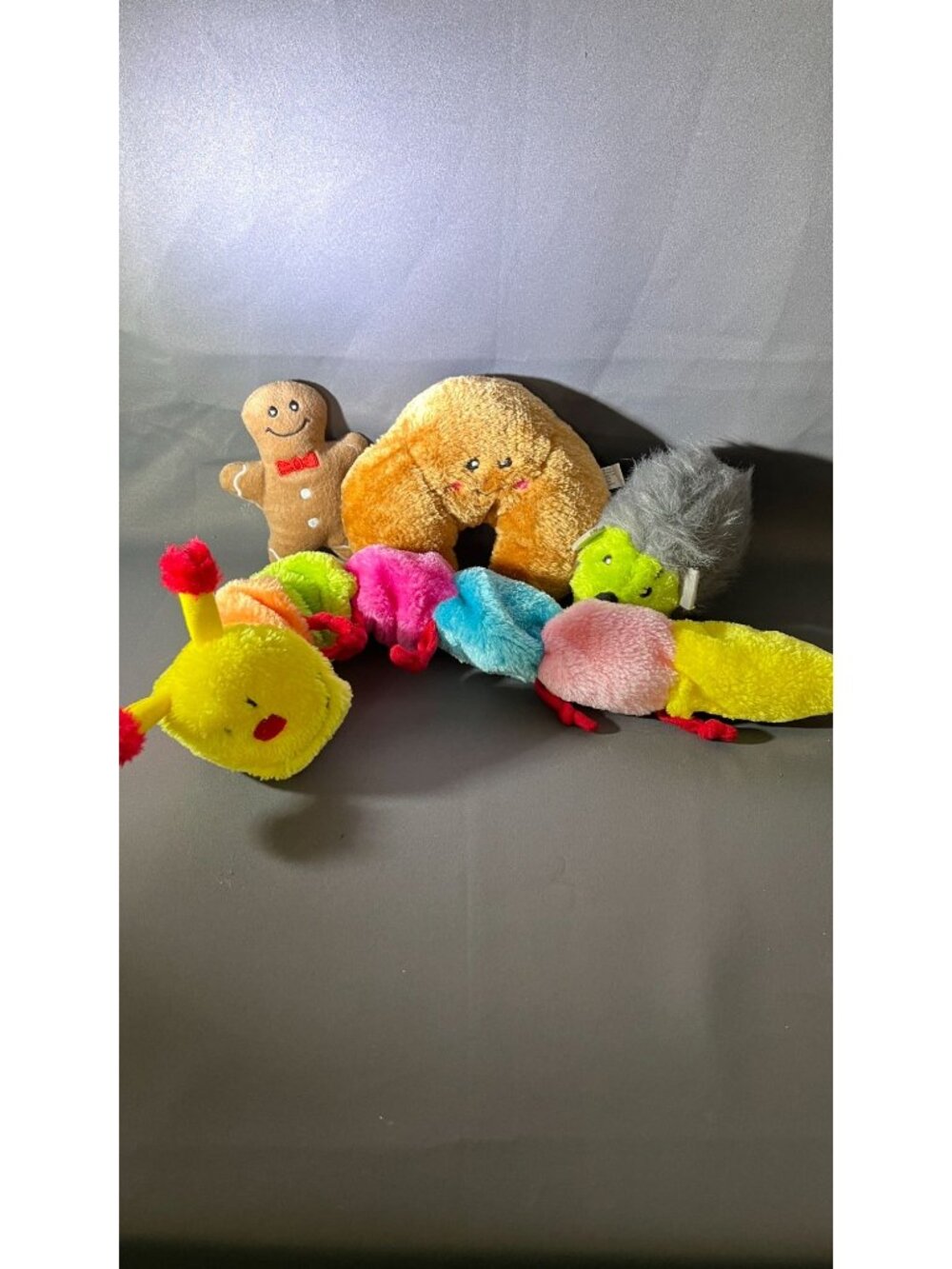 ZippyPaws Plush Dog Toys Bundle - Caterpillar Hedgehog Gingerbread Man & Croissa